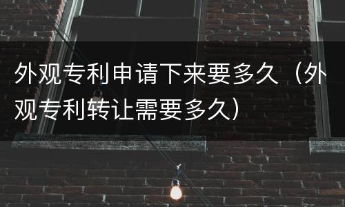 外观专利申请下来要多久（外观专利转让需要多久）