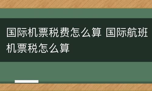 国际机票税费怎么算 国际航班机票税怎么算