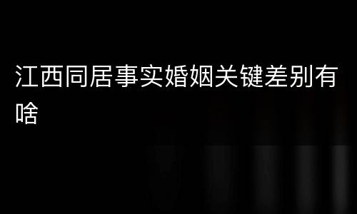 江西同居事实婚姻关键差别有啥