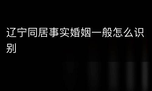 辽宁同居事实婚姻一般怎么识别