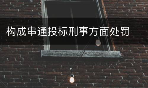 构成串通投标刑事方面处罚