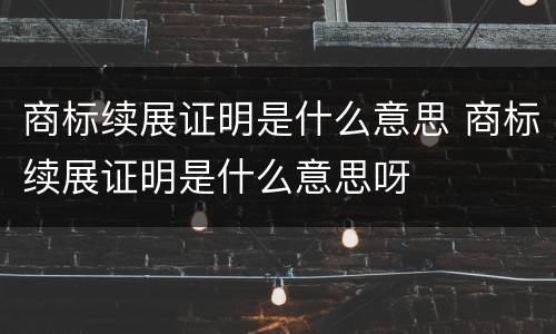 商标续展证明是什么意思 商标续展证明是什么意思呀