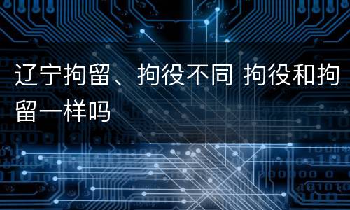 辽宁拘留、拘役不同 拘役和拘留一样吗