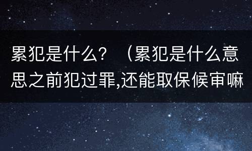 累犯是什么？（累犯是什么意思之前犯过罪,还能取保候审嘛）
