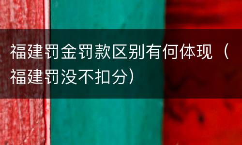 福建罚金罚款区别有何体现（福建罚没不扣分）
