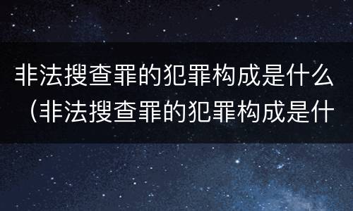 非法搜查罪的犯罪构成是什么（非法搜查罪的犯罪构成是什么意思）