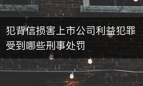 犯背信损害上市公司利益犯罪受到哪些刑事处罚