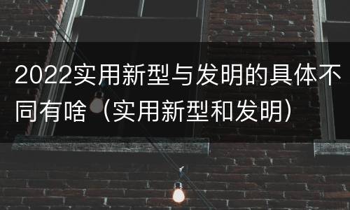 2022实用新型与发明的具体不同有啥（实用新型和发明）