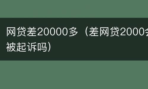 网贷差20000多（差网贷2000会被起诉吗）