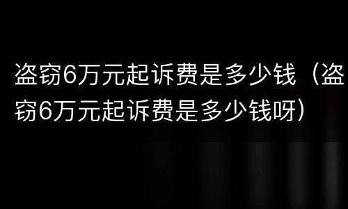 盗窃6万元起诉费是多少钱（盗窃6万元起诉费是多少钱呀）
