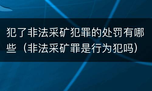 犯了非法采矿犯罪的处罚有哪些（非法采矿罪是行为犯吗）