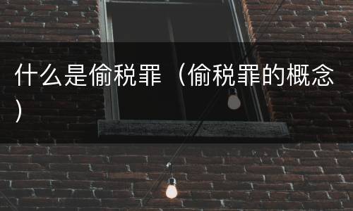 什么是偷税罪（偷税罪的概念）