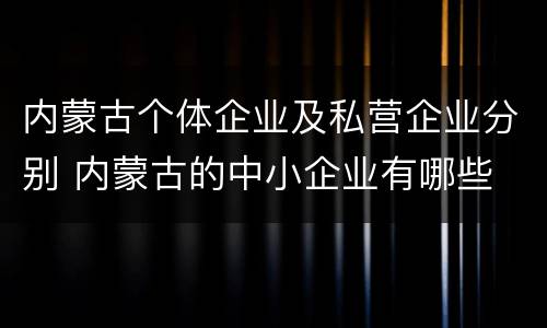 内蒙古个体企业及私营企业分别 内蒙古的中小企业有哪些