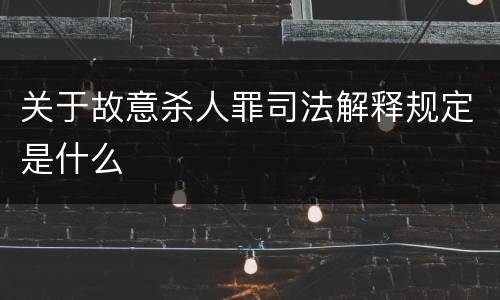 关于故意杀人罪司法解释规定是什么
