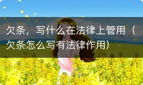 欠条，写什么在法律上管用（欠条怎么写有法律作用）