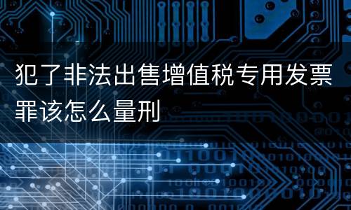 犯了非法出售增值税专用发票罪该怎么量刑