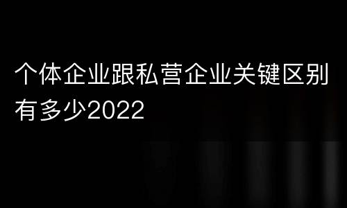 个体企业跟私营企业关键区别有多少2022