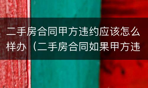 二手房合同甲方违约应该怎么样办（二手房合同如果甲方违约应该怎么办?）