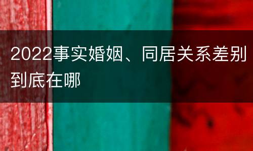 2022事实婚姻、同居关系差别到底在哪