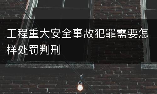 工程重大安全事故犯罪需要怎样处罚判刑