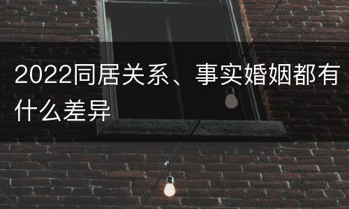 2022同居关系、事实婚姻都有什么差异