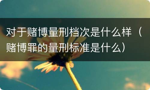 对于赌博量刑档次是什么样（赌博罪的量刑标准是什么）