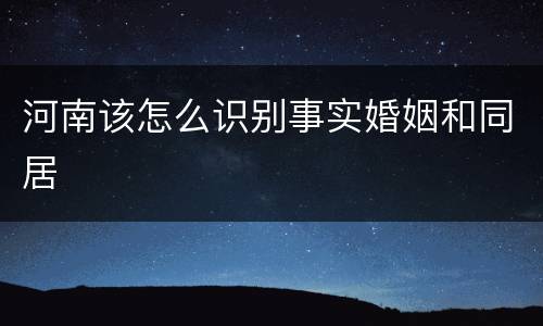 河南该怎么识别事实婚姻和同居
