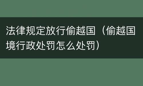 法律规定放行偷越国（偷越国境行政处罚怎么处罚）