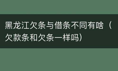 黑龙江欠条与借条不同有啥（欠款条和欠条一样吗）