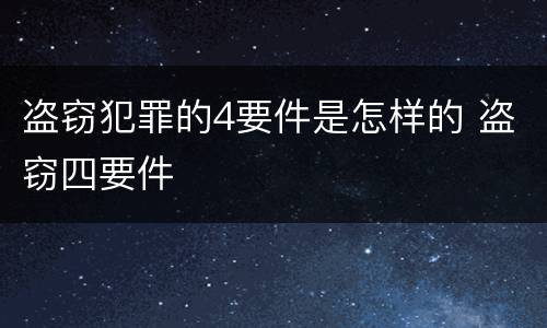 盗窃犯罪的4要件是怎样的 盗窃四要件