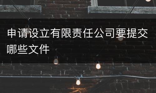 申请设立有限责任公司要提交哪些文件