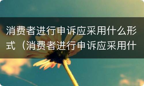 消费者进行申诉应采用什么形式（消费者进行申诉应采用什么形式处理）