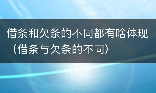 借条和欠条的不同都有啥体现（借条与欠条的不同）