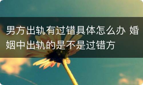 男方出轨有过错具体怎么办 婚姻中出轨的是不是过错方