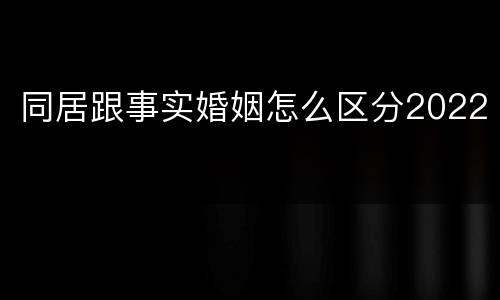 同居跟事实婚姻怎么区分2022