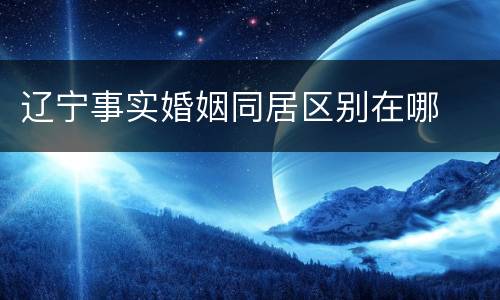 辽宁事实婚姻同居区别在哪