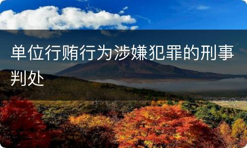 单位行贿行为涉嫌犯罪的刑事判处