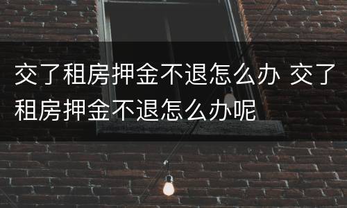 交了租房押金不退怎么办 交了租房押金不退怎么办呢