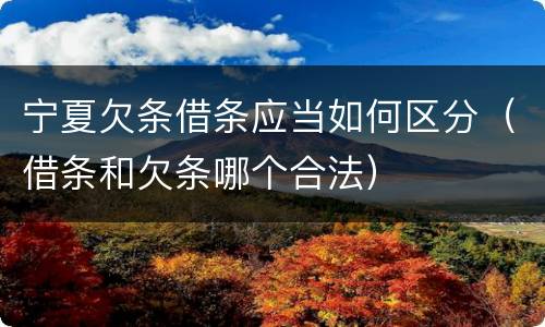 宁夏欠条借条应当如何区分（借条和欠条哪个合法）