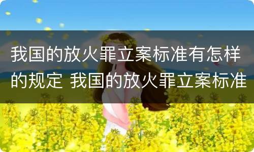 我国的放火罪立案标准有怎样的规定 我国的放火罪立案标准有怎样的规定呢