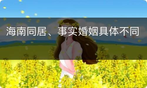 海南同居、事实婚姻具体不同
