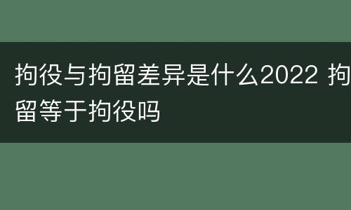 拘役与拘留差异是什么2022 拘留等于拘役吗