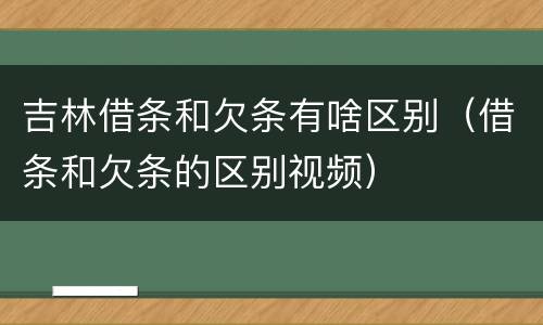 吉林借条和欠条有啥区别（借条和欠条的区别视频）