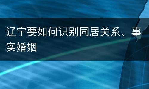 辽宁要如何识别同居关系、事实婚姻