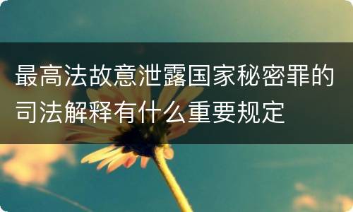 最高法故意泄露国家秘密罪的司法解释有什么重要规定