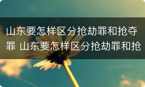 山东要怎样区分抢劫罪和抢夺罪 山东要怎样区分抢劫罪和抢夺罪呢
