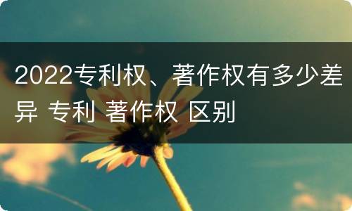 2022专利权、著作权有多少差异 专利 著作权 区别