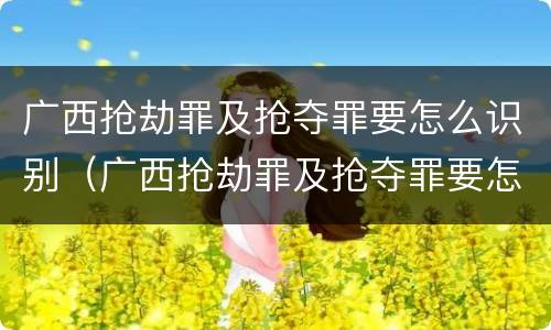 广西抢劫罪及抢夺罪要怎么识别（广西抢劫罪及抢夺罪要怎么识别认定）
