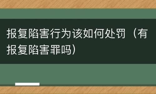 报复陷害行为该如何处罚（有报复陷害罪吗）