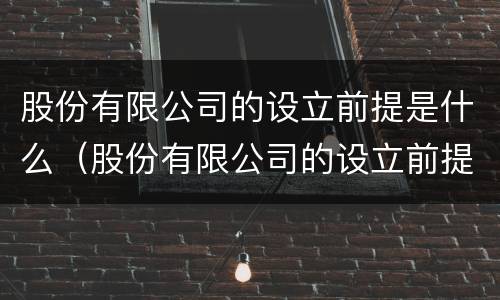 股份有限公司的设立前提是什么（股份有限公司的设立前提是什么呢）